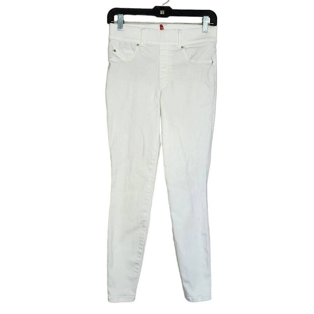 Spanx Women Jeans, White Stretchy Pull-On Skinny Jeggings, Sz Small